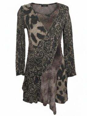 Adore Sweater Knit Tunic Muted Multi Patern Womens size Small